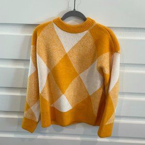 Zara, ARGYLE JACQUARD KNIT SWEATER, Size Small
